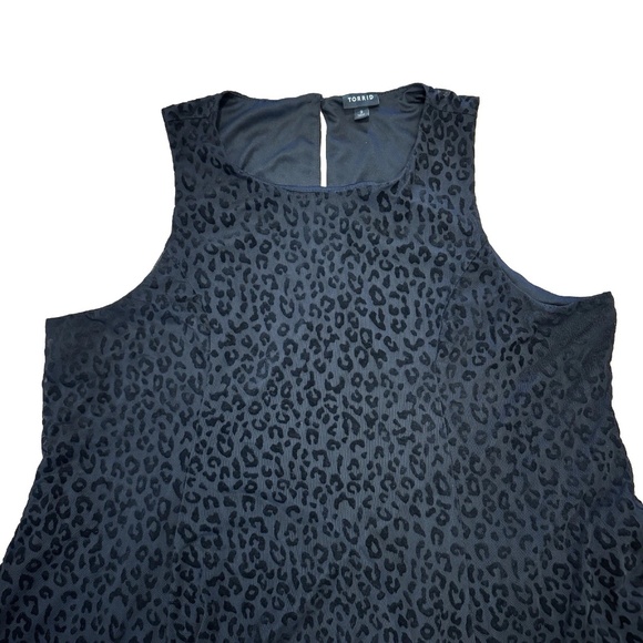 Torrid Black Lined Mesh Flocked Leopard Animal Print Trapeze Dress Size 3 - Picture 4 of 11